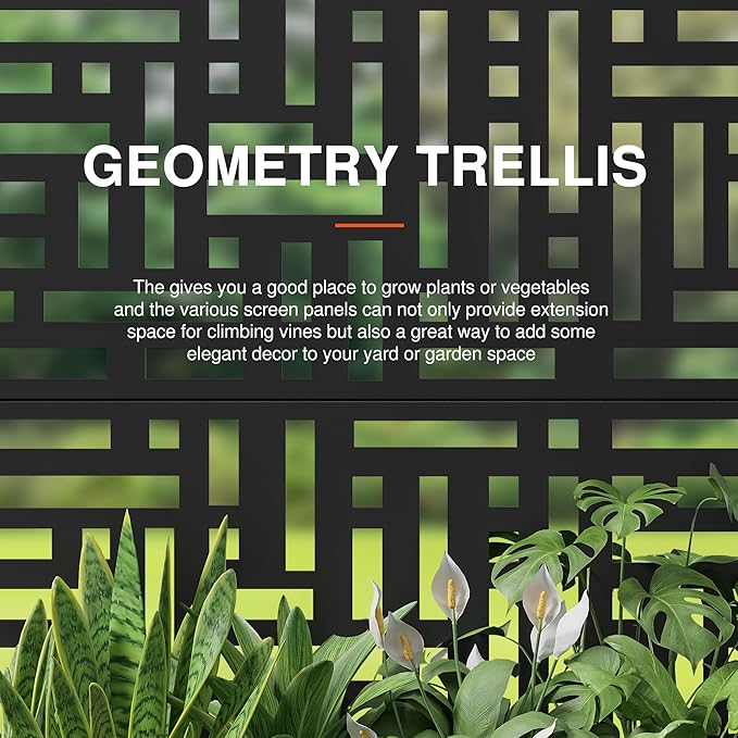 Casaphoria Metal Raised Garden Bed with Trellis and Wheels, 72"x35"x16" Planter Box for Climbing Plants, Vegetables & Vines, Features Drainage Holes and Privacy Screen (Black-Helen)