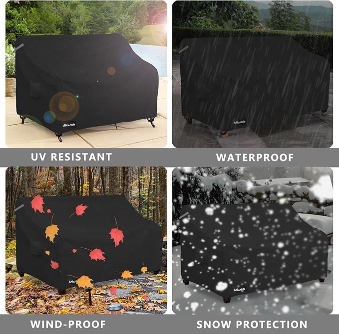 3-Seater Patio Sofa Cover,76W x 32.5D x 33H Inches Outdoor Couch Cover,100% Waterproof Heavy Duty Patio Sofa Covers,Patio Furniture Covers,Black