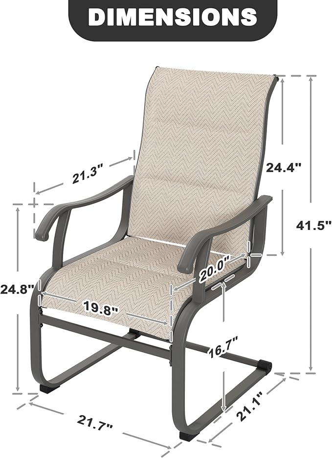 NUU GARDEN Patio Dining Chair Set of 4, Comfortable Outdoor Dining Chairs for Indoors and Outdoors, Breathable Textilene Spring Motion Outdoor Patio Chairs for Backyard Deck, Grayish Beige
