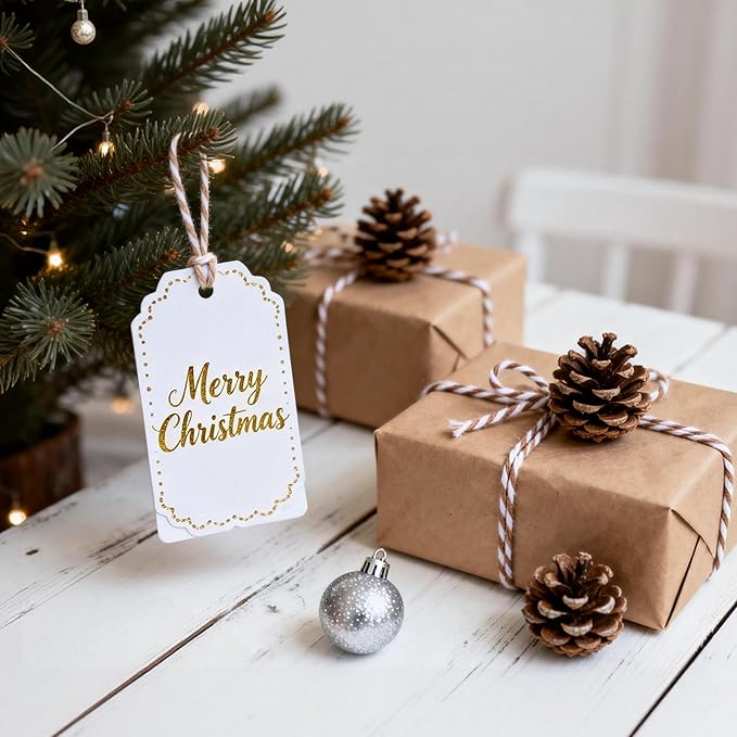 Cotton Twine String, 328 Feet Light Brown & White - Christmas Twine for Gift Wrapping, Crafts, Baking, Butchers, Holiday Decorations, DIY, Kitchen & Gardening