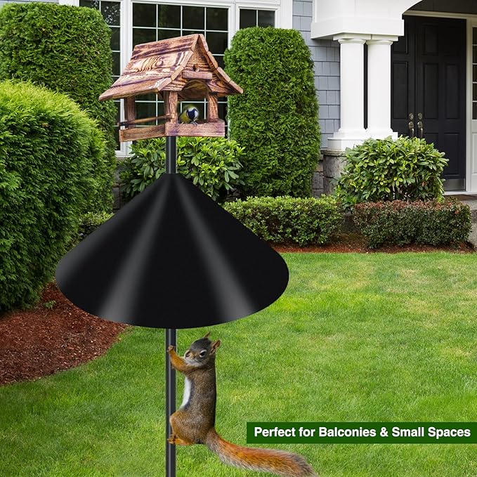 Wider Squirrel Baffle for Bird Feeder Pole, Raccoons Rodents Guard Stopper for Outside Shepherd Hooks, Easy Assembly Baffle for Bird Feeding Pole (19Inch 1 Pack Black)
