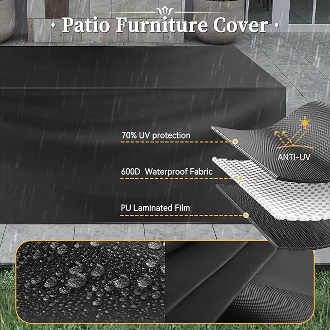 Aoxun 6 Piece Patio Furniture Set with Wide Armrests Wicker Rattan Outdoor Sectional Sofa Set with Coffee Table and Thickened Cushions, Brown/Grey(Waterproof Cover Included)