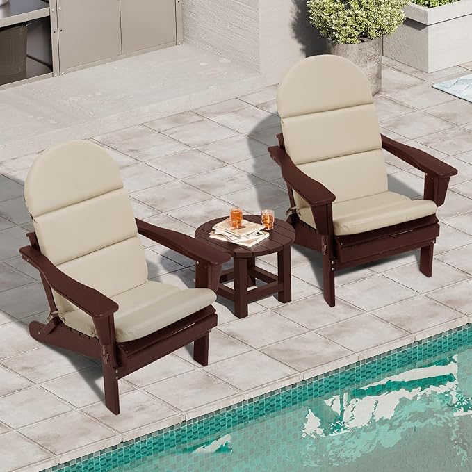 Crestlive Sunbrella Adirondack Chair Cushion Set of 2, 50 x 19.6 inch, Water Repellent, Fade Resistant, High Back Outdoor Chair Cushion for Patio, Canvas Antique Beige