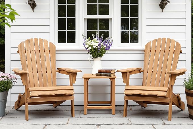 Wooden Folding Adirondack Chair Set of 6, Pre-Assembled BackRest Wood Lounge Chair for Outdoor Patio Garden Lawn Backyard Deck Pool Beach Firepit