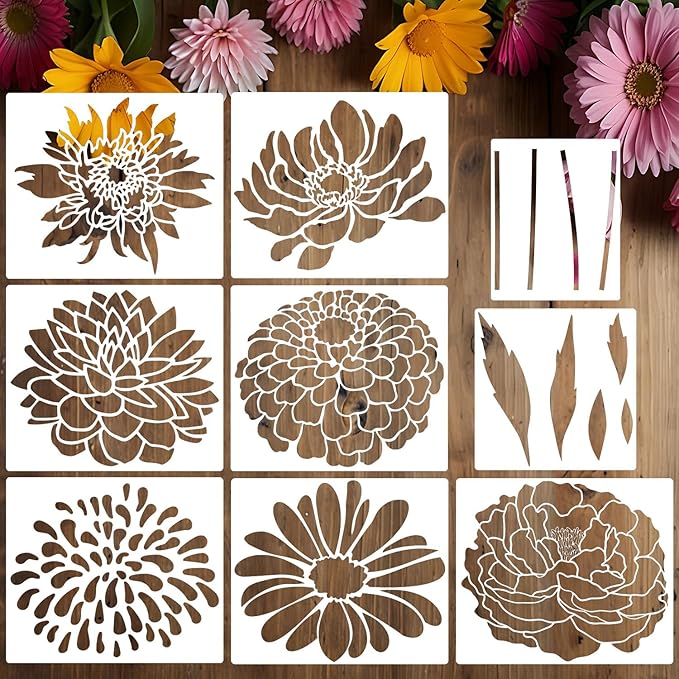 Large Flower Stencils for Wood Fence Floral Stencil Flower Stencils for Painting on Wood Fence Walls Furniture Fabrics Decor