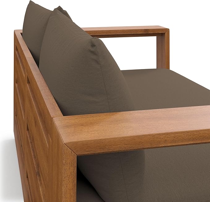Modway Tahoe Acacia Wood Outdoor Patio Loveseat in Natural Cocoa with Weather-Resistant Cushions - Ideal as a Patio Couch, Outdoor Sofa, or Wood Couch