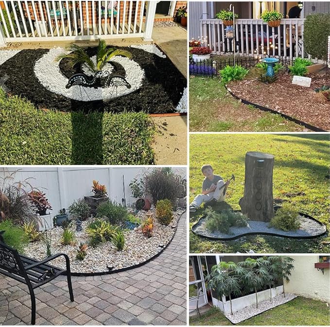 Garden Edging Borders 66FT,Landscape Edging Black[Extra Tall 4IN High] with 100pcs Stakes,Lawn Edging Border Flexible Garden Edge Plastic Fence for Tree,Flower Bed,Landscaping,Yard