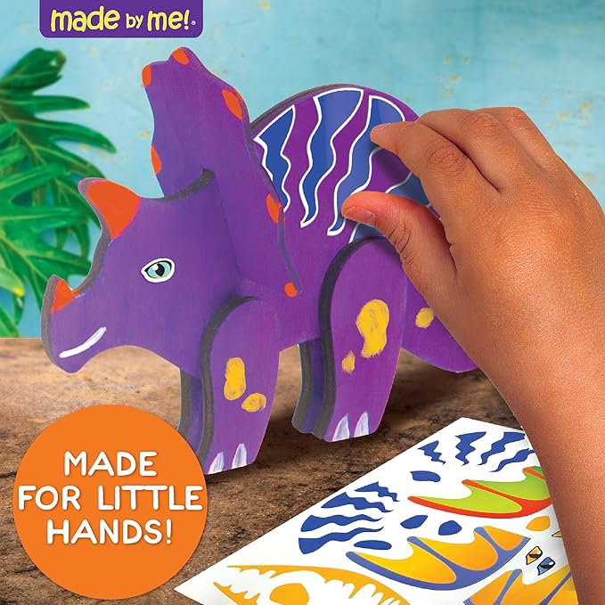 Made By Me Build & Paint Your Own Wooden Toys, DIY Wood Craft Kit, Easy to Assemble, 3D Dinos and Friends