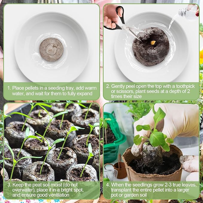 Legigo 50 Pcs 50mm Seed Starter Peat Pellets Pods for Seedlings- Compressed Seed Starting Pellets Seed Starter Pods Plugs Soil Peat Pods for Starting Seeds, Garden Planting Herb Flower Vegetables