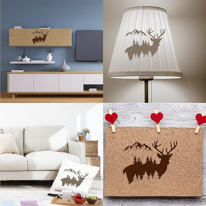 GORGECRAFT Sika Deer Stencil Template 11.8x11.8 Inch Elk Plastic Drawing Sign for Painting on Wood Wall Floor Canvas Scrapbook Card DIY Art Crafts