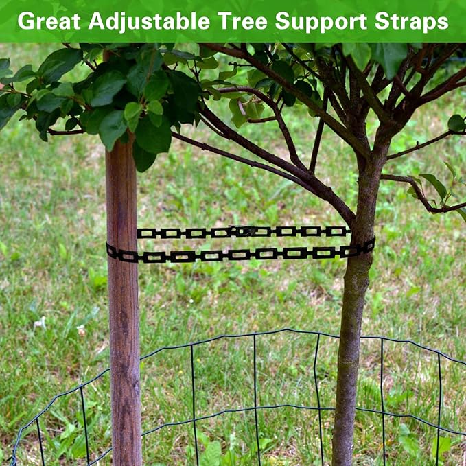 100 FT Chain Lock Tree Tie, 1/2 Inch Wide Adjustable Tree Support Straps for Staking, Outdoor Plant Garden Ties, Flexible & Reusable Plastic Ties for Cable, Leaning Tree Garden Accessories