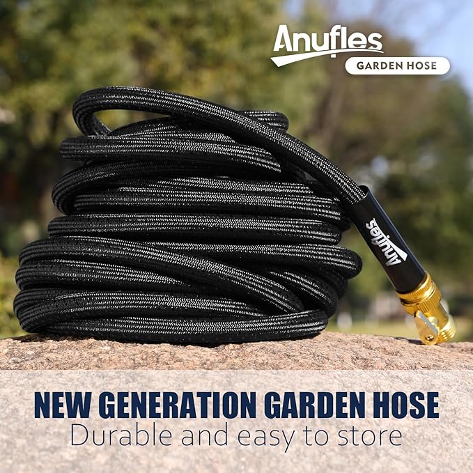 Garden Hose 50FT, Lightweight 3-Layer PVC Flexible Water Hose, No Kink, Leak-Resistant, High-Pressure with Metal Fittings, Durable for Outdoor, Gardening, Washing Cars, Easy to Store