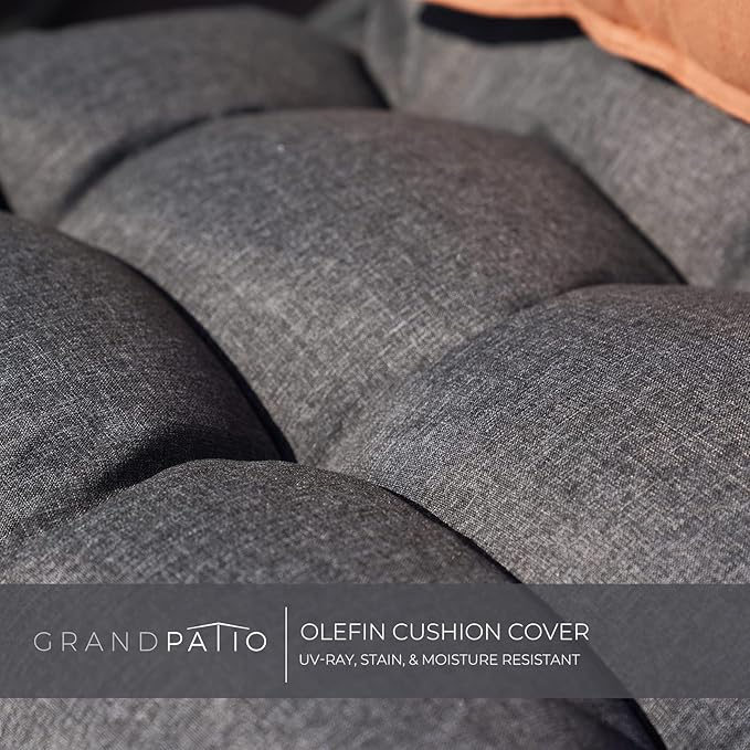 Grand patio Outdoor & Indoor 4-Piece Conversation Set E-Coated Patio Furniture, Removable Padded Olefin Cushion, Deluxe Enlarged Seat, Coffee Table, Charcoal Grey
