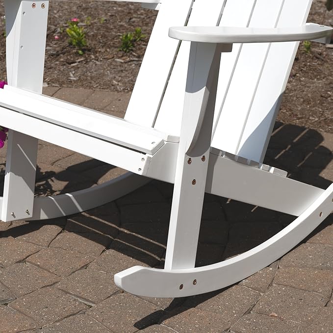 Jayde White Solid Wood Outdoor Adirondack Rocking Chair Set of 2 by Linon