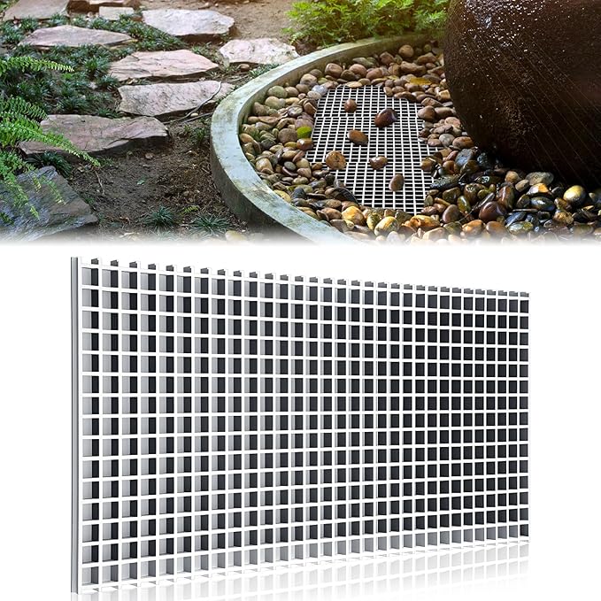 1 Pack Heavy Duty Fountain Basin Grate for Pond and Water Garden Features and More Snap-Together - Hide Reservoir, Rocks, Other Decorative Objects (24 x 48 Inch,Dark Grey)