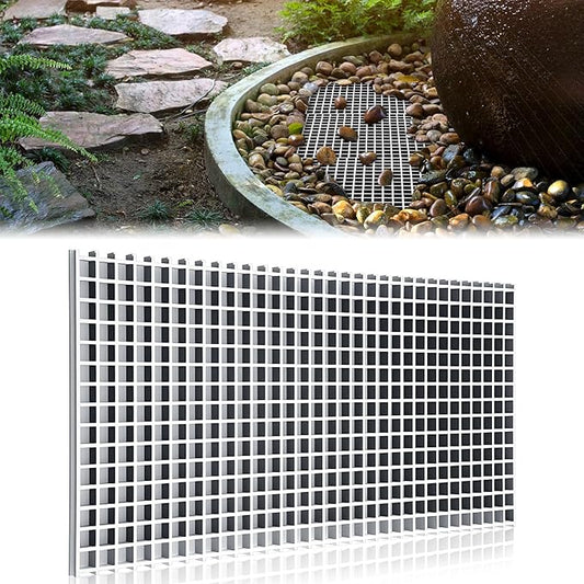1 Pack Heavy Duty Fountain Basin Grate for Pond and Water Garden Features and More Snap-Together - Hide Reservoir, Rocks, Other Decorative Objects (24 x 48 Inch,Dark Grey)