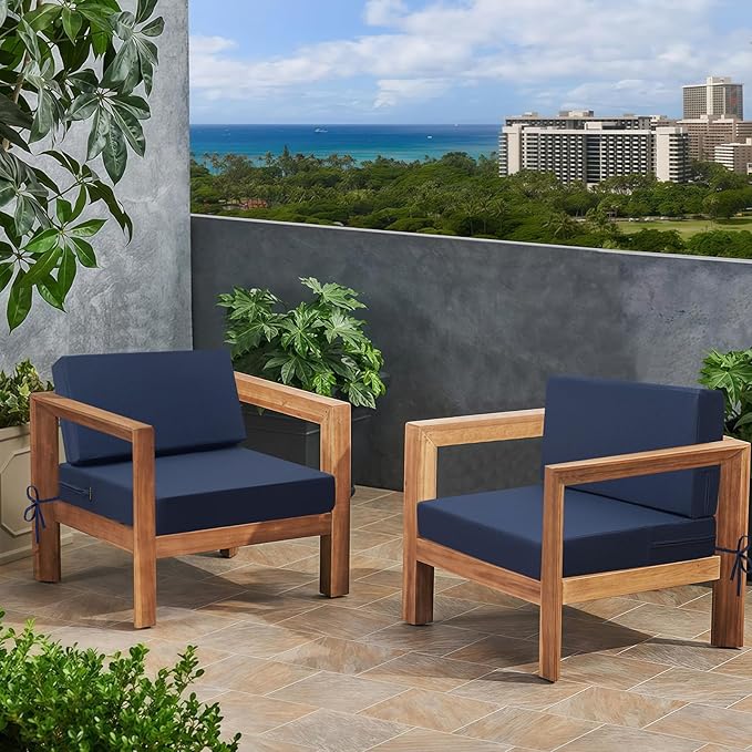 idee-home Outdoor Cushions for Patio Furniture, Outdoor Seat Cushion, Waterproof Couch Hampton Bay Deep Seat Replacement Chair Cushions for Garden Lawn Backyard Deck, 26.5 x 26.5