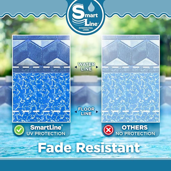 Smartline 15 ft Round Swimming Pool Liner | Tuscan | Unibead Style | 52 Inch Wall Height | 25 Gauge Heavy Duty Virgin Vinyl | Designed for Steel Sided Above Ground Pools