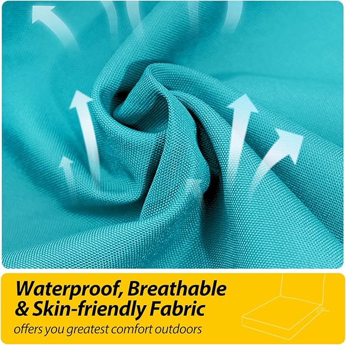 AAAAAcessories Outdoor Deep Seat Cushions, Waterproof, Fade-Resistant Patio Furniture Replacement Cushions, 25.5" x 25.5" x 5" + 25.5" x 19", Set of 4, Turquoise Blue