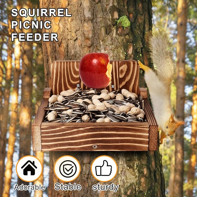 Durable Squirrel Feeder for Outside, Chipmunk Feeder for Patio, Lawn, Garden, Squirrel Feeders for Outdoors, Squirrel Food for Backyard Corn Cobs, Peanut (Light Brown - M)