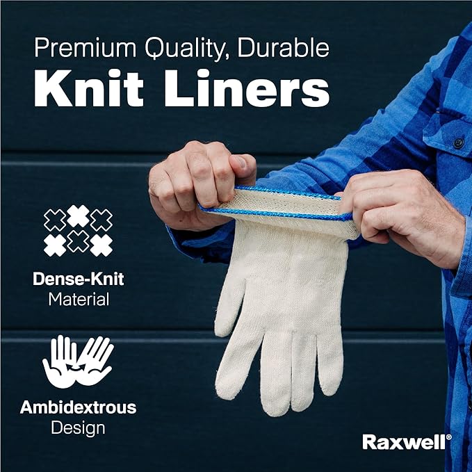 Raxwell BBQ Gloves - Heat-Resistant Gloves for Cooking - Food-Grade Non-Slip Grip & Essential Grilling Accessories - Fingered Oven Shields - X-Large, 6 Cotton Liners, 100-Count Nitrile