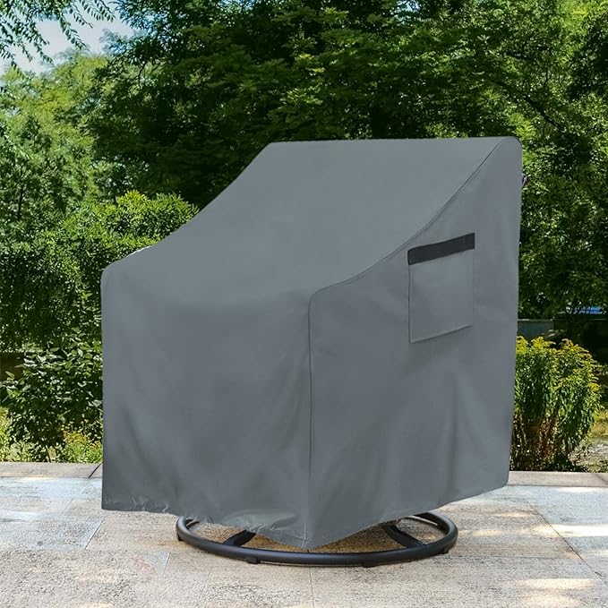 Outdoor Swivel Chair Cover 2 Pack, Fits to 30" L X 34" W X 38.5" H Patio Chair Covers, 420D Tear-Resistant, UV Resistant, Waterproof Outdoor Chair Covers Grey