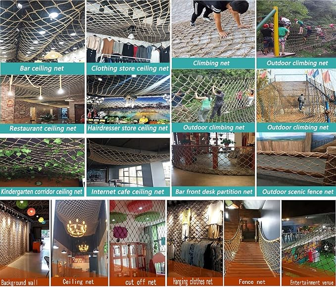 KACQIHTU Hemp Rope Net Kids Climbing Safety Net Child Safety Rope Netting Balcony Stairs Fence Garden Playground Protection Net Indoor & Outdoor Decor Rope Net