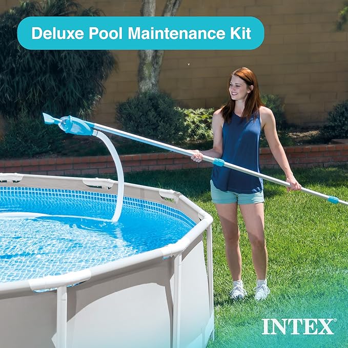 Intex 2100 Gallon Per Hour Above Ground Pool Sand Filter Pool Pump with Deluxe Pool Maintenance Kit and Automatic 24 Hour Timer