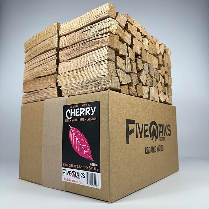 Kiln Dried Cherry Pizza Oven Wood, Mini 5 Inch Cooking Wood for Ooni, Gozney, Bertello Pizza Ovens - Approx 13lbs Product of USA (1,000 Cubic Inches)