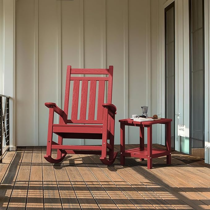 SERWALL Double Adirondack Side Table Set of 4, End Table- Red