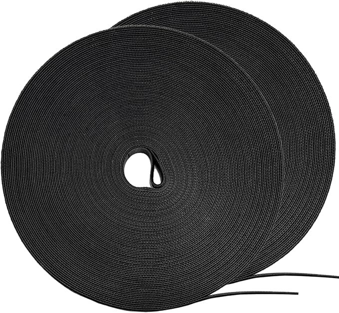 164ft x 1/2 inch Reusable Fastening Cable Ties, Hitotsu Hook and Loop Roll, Self-Gripping Bundling Strips for Cord Manage,Home, Office, Electrical Cords, Data Center, Host Room, Black, 2 Roll