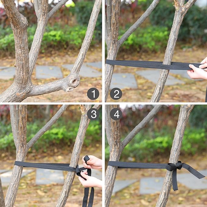 Shappy Tree Tie Strap Garden Webbing Strap Garden Plant Supports Tree Tie Staking for Outdoor Use, Plant Supports, Grafting, Straightening Supplies(Black,295 Feet x 1 Inch)