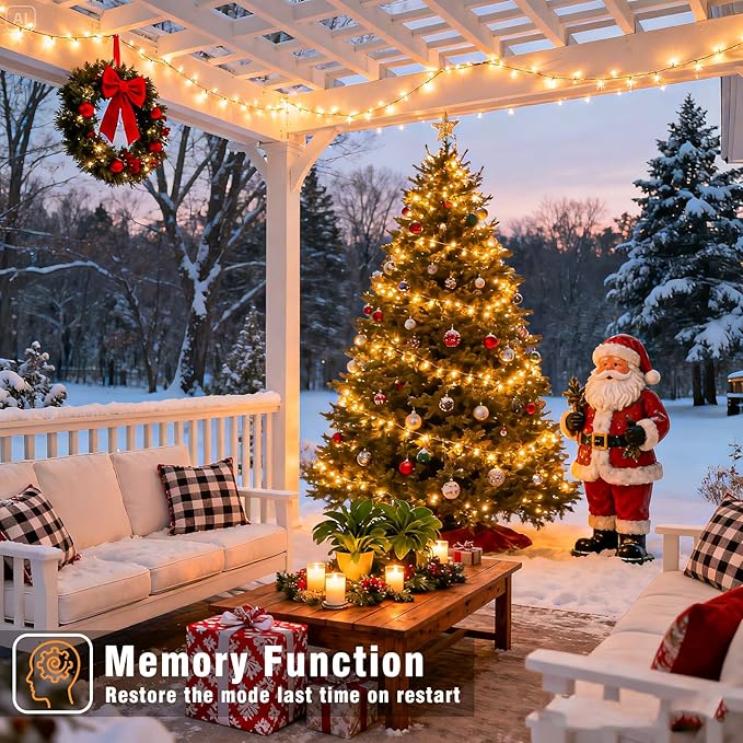 132FT 400 LED Christmas Lights Outdoor, Christmas String Lights Indoor with 8 Modes Waterproof, Plug in Twinkle Fairy Lights Clear Wire for Bedroom Patio Window Garden Wedding Xmas Decor, Warm White