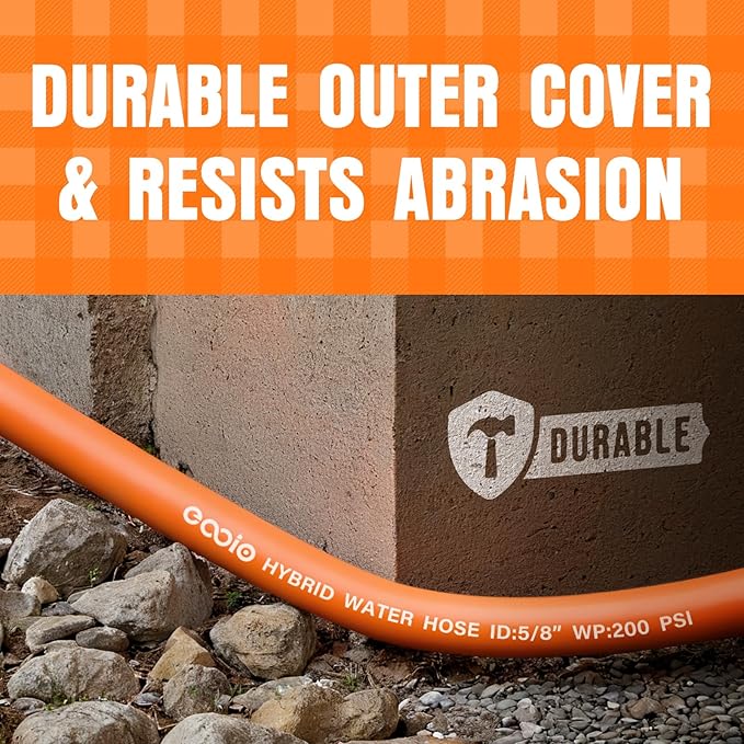 Garden Hose 30 ft x 5/8", NON-EXPANDING Flexible Water Hose, Kink Resistant Lightweight Hybrid Hose, Leakproof Yard Hose with Male to Female Fittings
