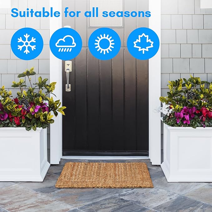 PLUS Haven Jute Doormat - Size: 17.5-Inches x 30-Inches - Pile Height: 1-Inch - Doormat Outdoor Entrance, Front Porch Door Mat, Easy to Clean Entry Mat, Outdoor and Indoor Uses, Home Decor