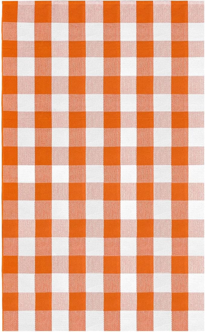 IOHOUZE Fall Buffalo Plaid Check Rug Outdoor Doormat 4x6 Ft Washable Woven Outdoor Indoor Welcome Mats for Front Door/Farmhouse/Entryway/Home Entrance Orange and White Outdoor Rug