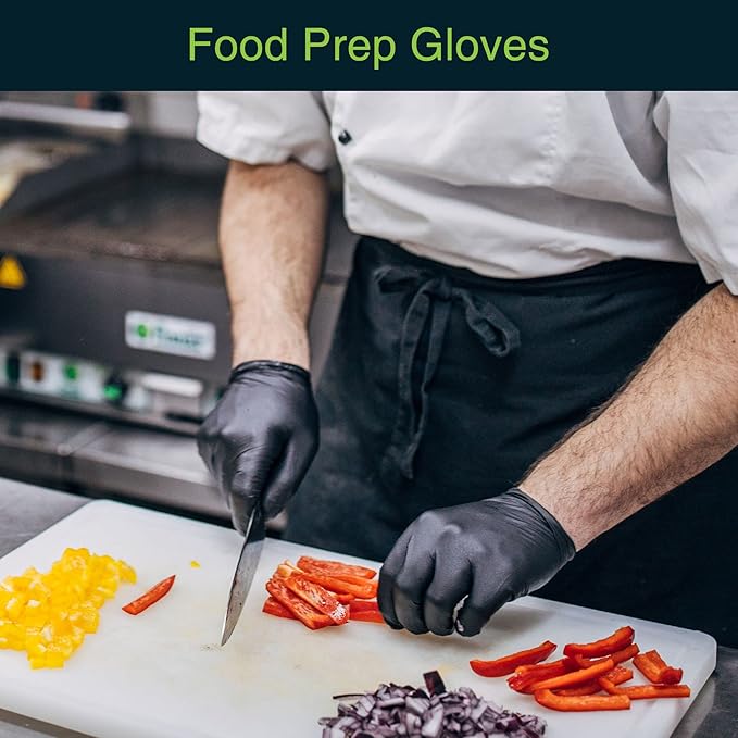 FifthPulse Black Vinyl Disposable Gloves - Powder and Latex Free Medical Exam Gloves