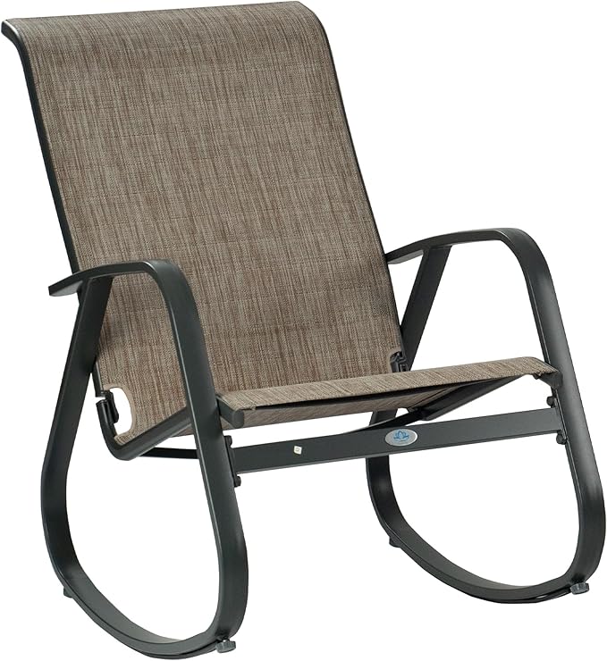 Kozyard Outdoor Contemporary Patio Rocking Sling Chair with Powder Coated Aluminum Frame and Weather Resistant and Breathable Mesh Fabric, Perfect for Patio, Porch, Yard, Garden