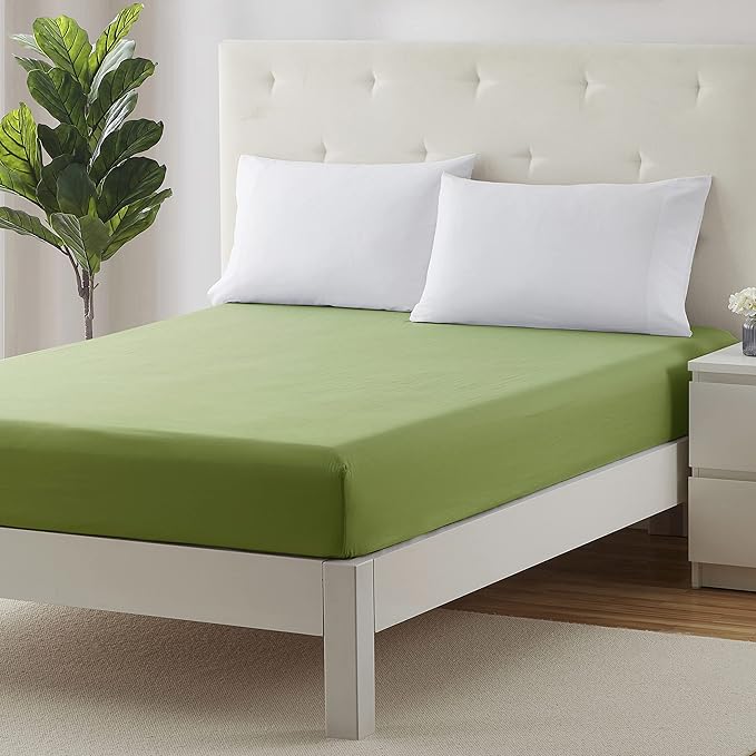 Clara Clark Fitted Sheet, Extra Deep Pocket Fits Deep Mattress, Luxury Soft Fitted Sheet Only, King Calla Green
