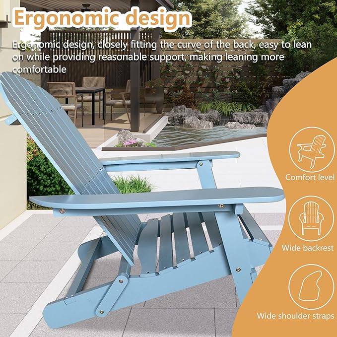 PayLessHere Adirondack Chairs, Weather Resistant Patio Chairs with Pinewood Wooden Textured for Patio Lawn Garden Backyard Deck Pool Beach Fire Pit