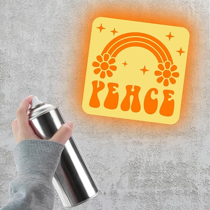 36pcs Groovy Hippie Drawing Stencils for Kids 8 Inch Sidewalk Chalk Stencils Painting Spring Gifts Large Washable Reusable Retro Boho Themed Primary Shape Template for Kids Toddlers Preschool