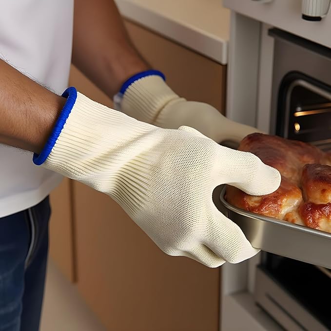 G & F 1689L Dupont Nomex® & Kevlar® Heat Resistant Oven Gloves, for BBQ, Fireplace,and Grilling. Commercial Grade, Large, Sold by 1 Piece