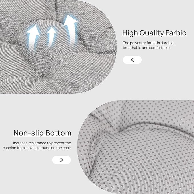 Love's cabin Memory Foam Chair Cushions Set of 4, 19"x19"x3.5" Indoor & Outdoor Seat Pads for Dining, Kitchen, Office, Patio Chairs - Light Grey