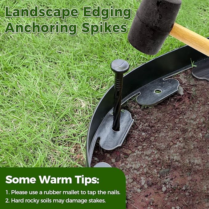 100 PCS Landscape Edging Stakes, Plastic 8-Inch Garden Anchoring Spikes, Spiral Nylon Spikes for Garden Lawn Yard Paver Edging, Weed Barriers, Artificial Turf, Tent Accessories, Grass Pathway