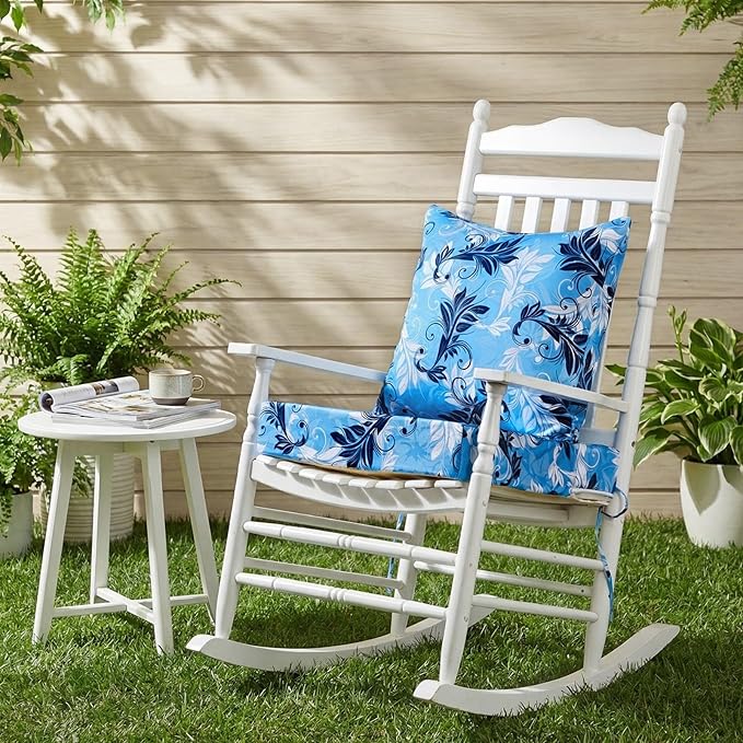 Hoteam 4 Set Outdoor Chair Patio Cushions Deep Seat Waterproof Chair Cushions 20 x 20 Inch for Patio Furniture Set Replacement Removable Seat and Back (Floral Scrolls)