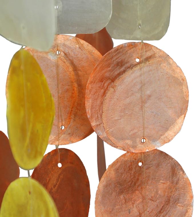 Amber, Yellow and White Capiz Shell Mini Wind Chime Garden Patio Yard