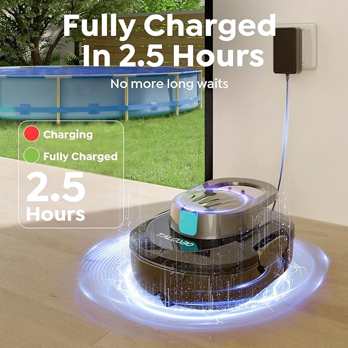 [2026 New] TALOSBO S1 PRO Cordless Pool Vacuum – Powerful Robotic Cleaner for Above-Ground Pools up to 1076 Sq.ft, 120-Min Runtime, 2.5H Fast Charging, Smart Auto-Parking Design