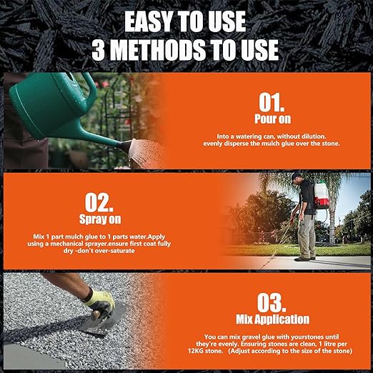 Mulch Glue for Landscaping, 32OZ Rock Glue, Fast-Dry Non-Toxic Weather-Resistant Strong Gravel Binder, Pine Straw Outdoor Strong Pebble Gravel Hold for Garden, Mulch Lock and Pea Gravel