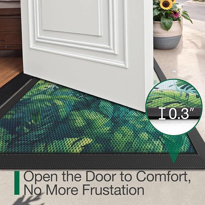 LUMI Outside Door Mat 24x36, Non Slip Rubber Backing Doormat, Low Profile Easy Clean Entrance Mats for Front Back Door Entryway Porch Garage, Toucans