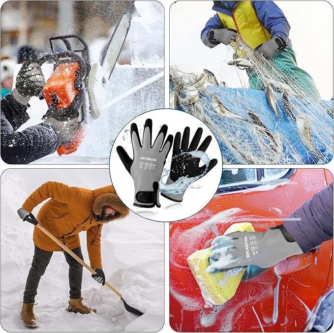 NATURALRISE 100% Waterproof Gloves for Men & Women,Winter Work Gloves with Grip for Cold Weather